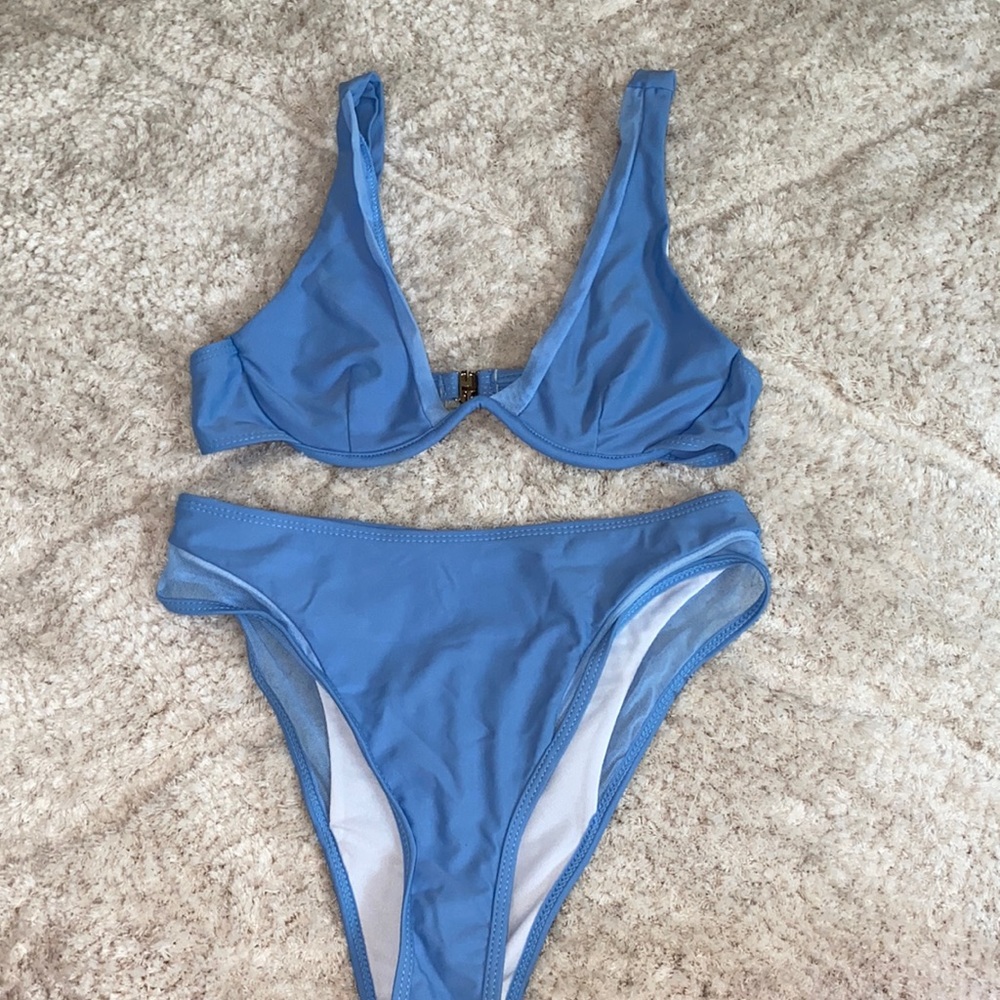 Blue Bikini high waisted bottoms